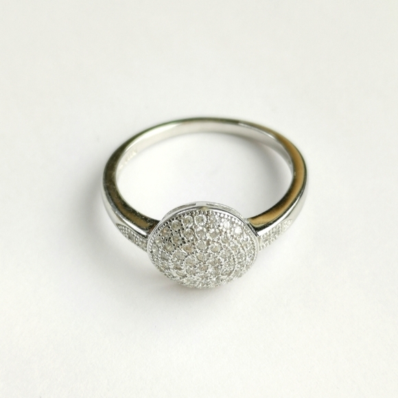 Sterling Silver CZ pave dome ring size 7 - Picture 2 of 6